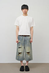 Kof Destroyed Bermuda Denim