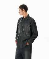 STAR RAW CUT DENIM SHIRT