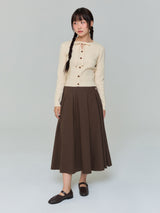 RIBBON BUTTON SILM KNIT - BUTTER