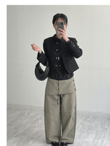 High-Neck Belted Balloon Fit Blouse