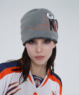 FIRE PIN BUTTON STITCH BEANIE - [GREY]