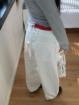 Mild Back Lace-Up Corset Balloon Wide Pants