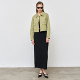 WOMAN ジップアップコットンショートジャケット [OLIVE]