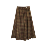 VINTAGE LONG CHECK GATHER SKIRT