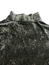LEOPARD VELVET DOUBLE-HEAD COLOR-TOOTH ZIPPER SMUDGED SPRAY DISTRESSED TAILORED STAND COLLAR JACKET