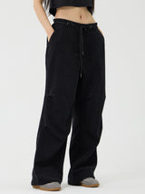 Chin Non-Obi Low-Rise Pants, Black