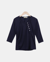 Wipeun Shirred 7-Sleeve T-Shirt