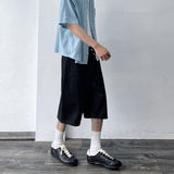 Button-Fly Structured Wide Shorts