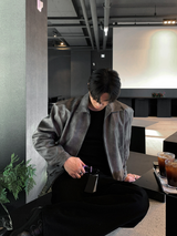 ウェイン ヴィンテージ クラック レザー ジップアップ ジャケット