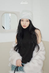 wool Angora sleeveless turtleneck T-shirt