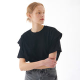 CUTTING LINE FRILL T SHIRT BLACK