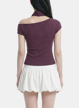 Rina Scarf Neck Ribbed Top