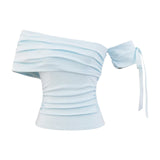 Wandy Off-shoulder Ribbon Tee