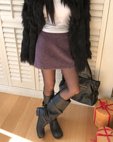 [wool 10%] Mauve Winter Wool Mini Skirt