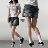 Nizu washing snap pocket denim miniskirt