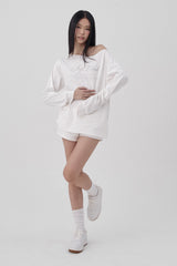 Soft Club one-shoulder sweatshirt, White