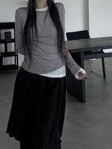 layered see-through long sleeve T (4color)
