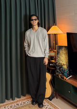 Cotton V-Neck Oversized Knit 4COLOR
