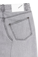 DAMAGED LONG DENIM SKIRT (GRAY)