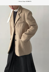 [Wool 50%/Quilted lining] ツイルウールシングルオーバーフィットジャケット