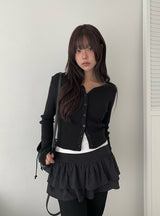 Lumpy Rib Round Slim Fit Long Sleeve Cardigan