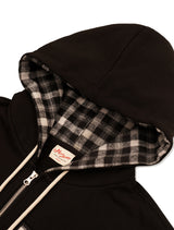 Oversized Fit Checkered Applique Hooded Zip-Up Black (FCF3ZP642M)