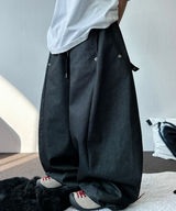 SNAP DENIM BALLOON LONG PANTS 💙🖤2COLOR