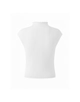 Coa Sheer Pleated Highneck Sleeveless Top White