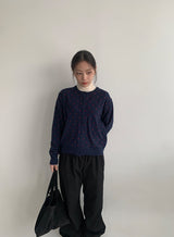 Yuhri Dot Round Knit Cardigan