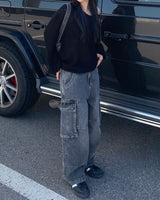 (Unisex) Monster cargo denim pants