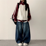 Ipp vintage washing round incision denim wide pants