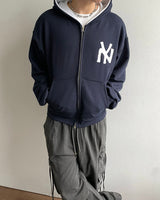 NY Crop Embroidered Zip-Up Hoodie