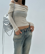 (SOFT-FIT/FALL EFFORTLESS CHIC) SOFT LONG SLIM BODY-SHAPING OFF-SHOULDER KNIT