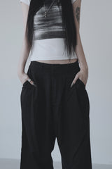pintuck wide detail pants