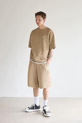 Pigment washed short-sleeved sweatshirt