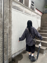 リンクルチェック長袖シャツ