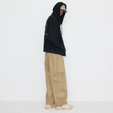 Washing Cotton Cargo Banding Pants Vintage Beige