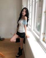 Bunny Raglan One-Shoulder Short Sleeve