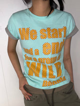 Color Contrast Dart Print Semi-Cropped T-Shirt 5color