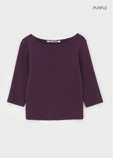 [B-BASIC] Standard Boat Neck 7/8 Sleeve T-Shirt 2SIZE