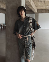 Summer shea damage washed denim half shirt