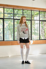  CHARLOTTE CAT RIBBON SWEATSHIRT / MELANGE