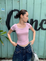 Reversible Back Strap Pink Beads Short Sleeve Tee