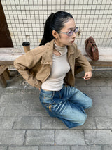 Hollow Shoulder Slit Point Long Sleeve T-Shirt