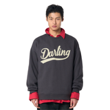 UNISEX DARLING刺繍入り裏起毛スウェットシャツ [CHARCOAL]