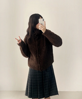 Bomi A-line pleated check midi skirt 