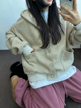 テリーシープ🐑☁🤎フーディーカーディガンジャケット🤎💛🖤3カラー
