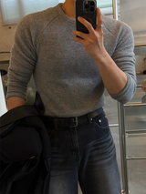 フリースリブスリムロングスリーブTシャツ