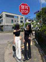 Unbuttoned off snap button slit short sleeve T (4 colors)