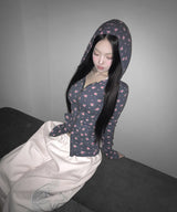 flower slim hood zip up (2colors)